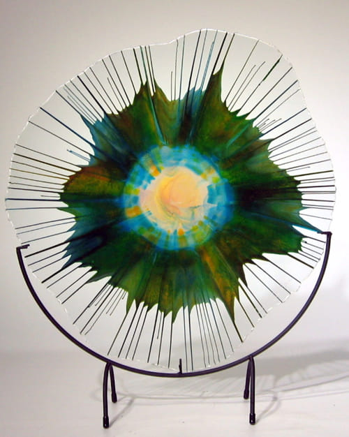 DD18-003 Energy Web Green, Blue, Buttercup $350 at Hunter Wolff Gallery